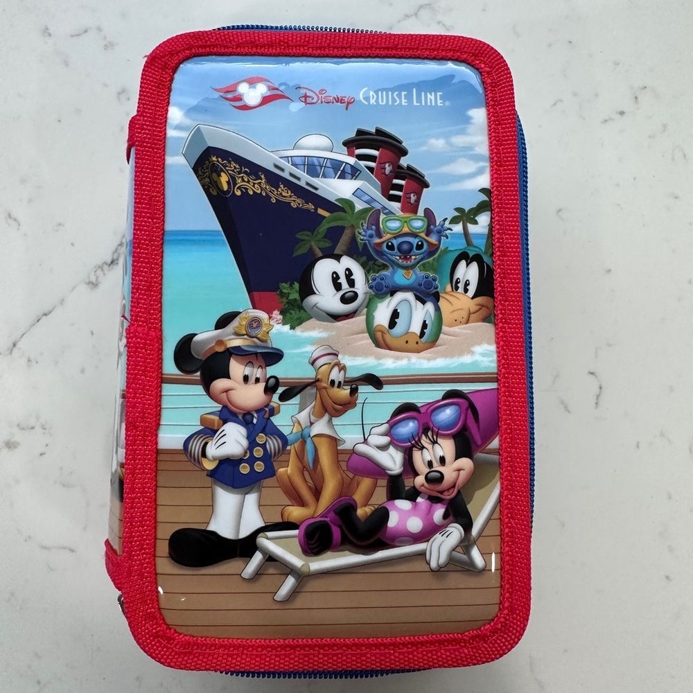 Disney Cruise Line Kids Drawing Set, 3 Compartment Zipped Bag Rare‎ Vintage